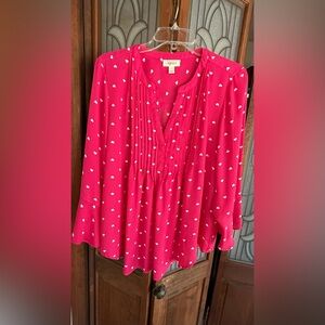 Style & Co Women's Printed Pin tuck Ruffle Sleeve Top  Size L